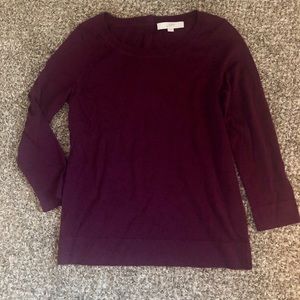Loft plum 3/4 sleeve thin sweater/shirt